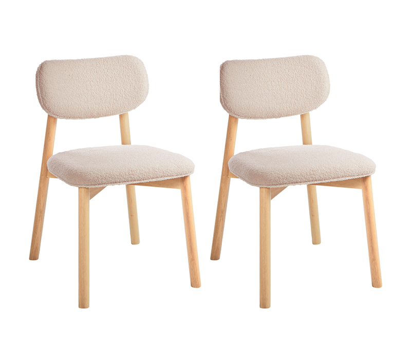 Lot De 2 Chaises De Salle à Manger - Chaises De Cuisine Mills Bouclé Marron Clair/beige