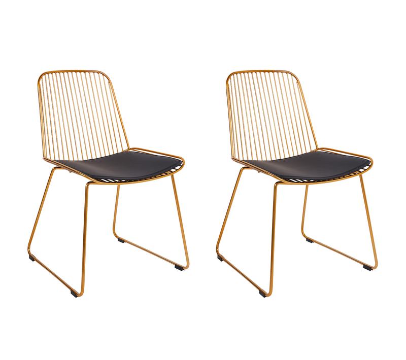 Lot De 2 Chaises De Salle à Manger - Chaises De Cuisine Pensacola Métal Doré