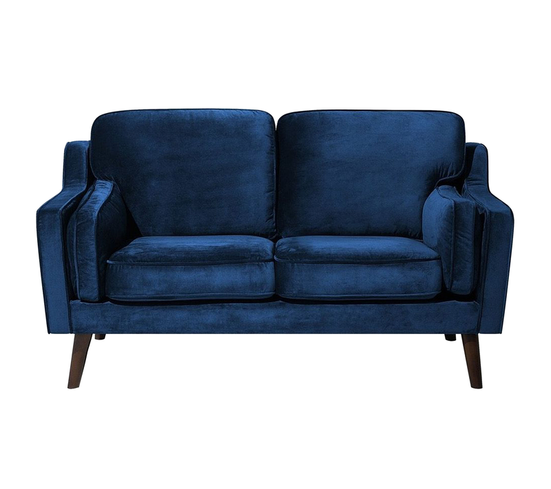 Canapé 2 Places - Canapé Droit - Canapé Fixe Lokka Velours Bleu Marine