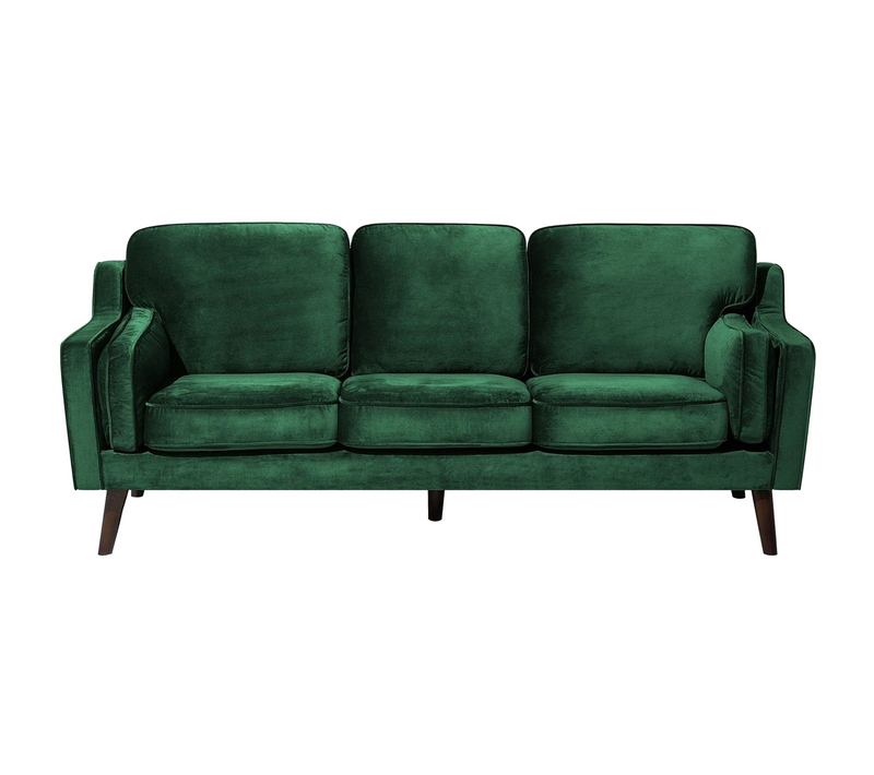 Canapé 3 Places - Canapé Droit - Canapé Fixe Lokka Velours Vert Émeraude