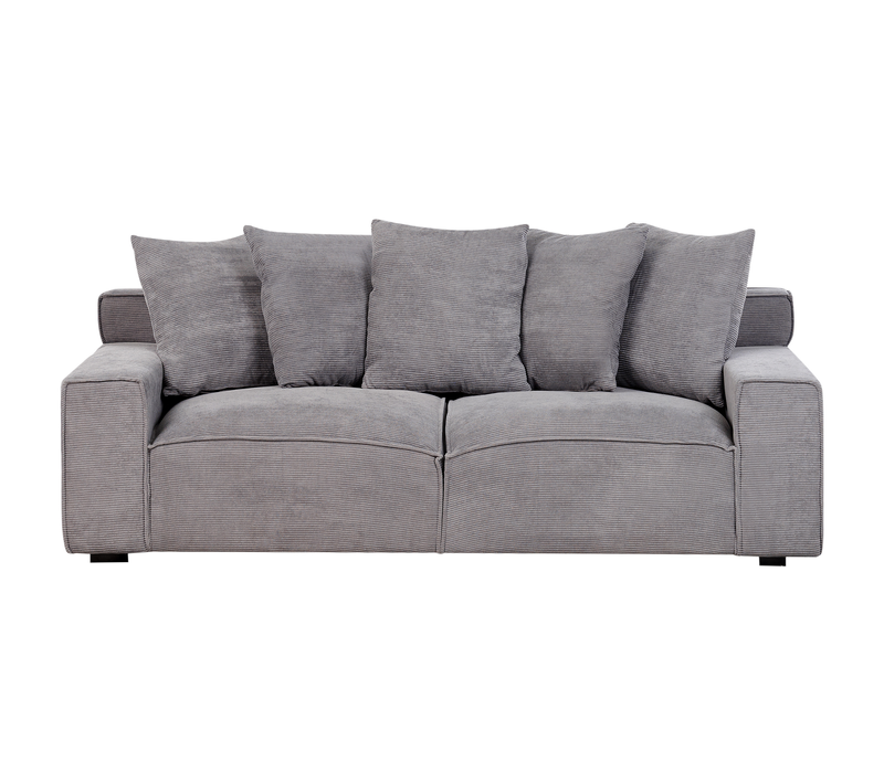 Canapé 3 Places - Canapé Droit - Canapé Fixe Viskan Velours Côtelé Gris Foncé