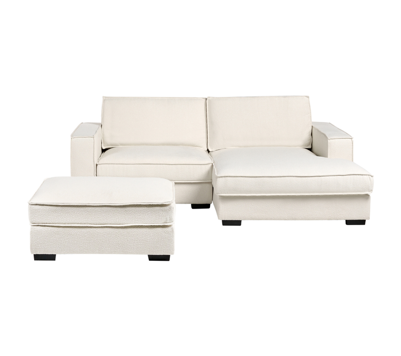 Canapé D'angle - Canapé Réversible Kolding Bouclé Beige Clair Avec Ottoman Côté Gauche