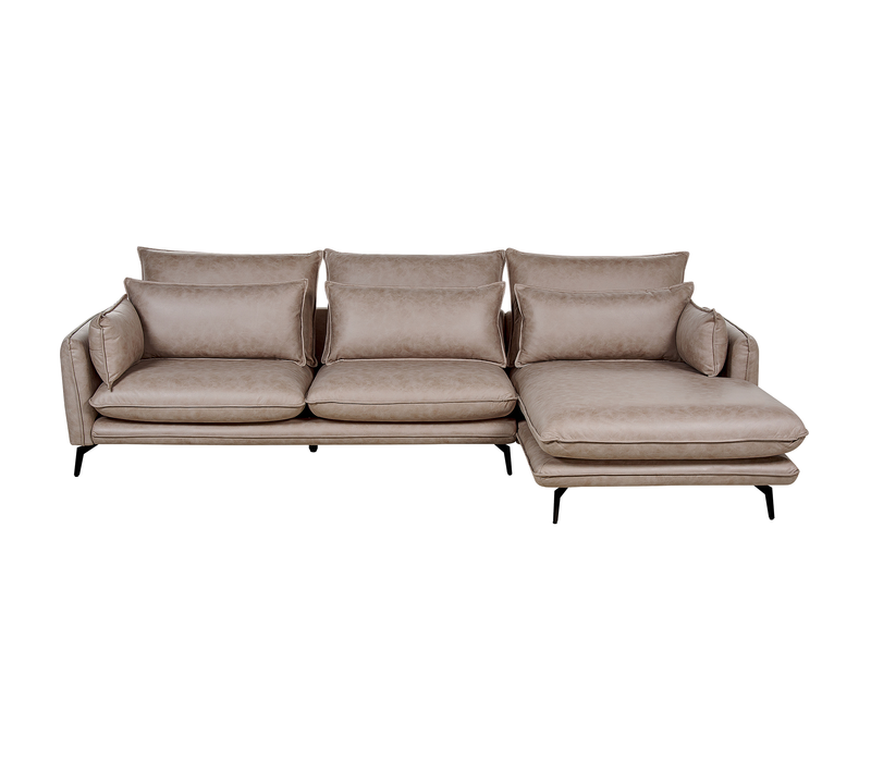 Canapé D'angle 3 Places - Canapé Réversible Gallo Daim Synthétique Marron Clair Côté Gauche