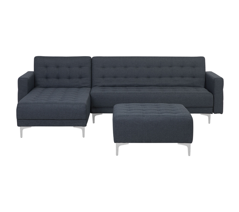Canapé-lit D'angle Modulable 4 Places - Canapé Convertible Aberdeen Tissu Gris Foncé Avec Ottoman