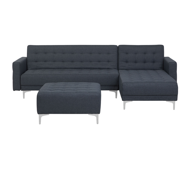Canapé-lit D'angle Modulable 4 Places - Canapé Convertible Aberdeen Tissu Gris Foncé Avec Ottoman