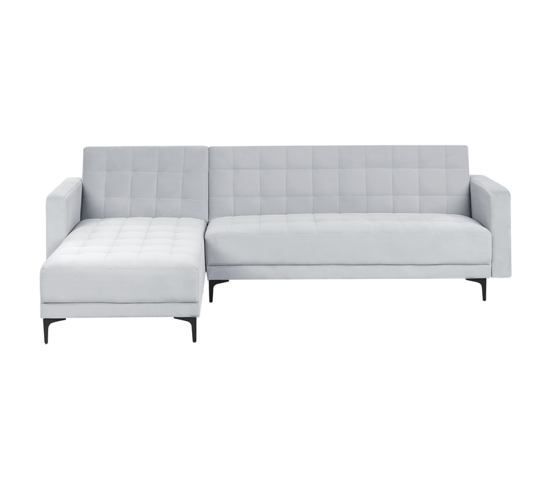 Canapé-lit D'angle Modulable 4 Places - Canapé Convertible Aberdeen Velours Gris Clair Côté Droit