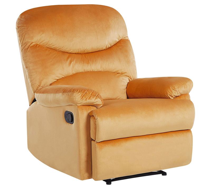 Fauteuil Inclinable - Fauteuil Relax Eslov Repose-pieds Inclus Velours Moutarde