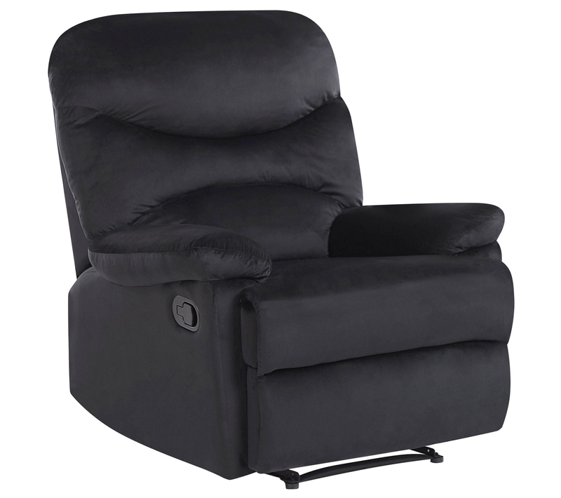 Fauteuil Inclinable - Fauteuil Relax Eslov Repose-pieds Inclus Velours Noir