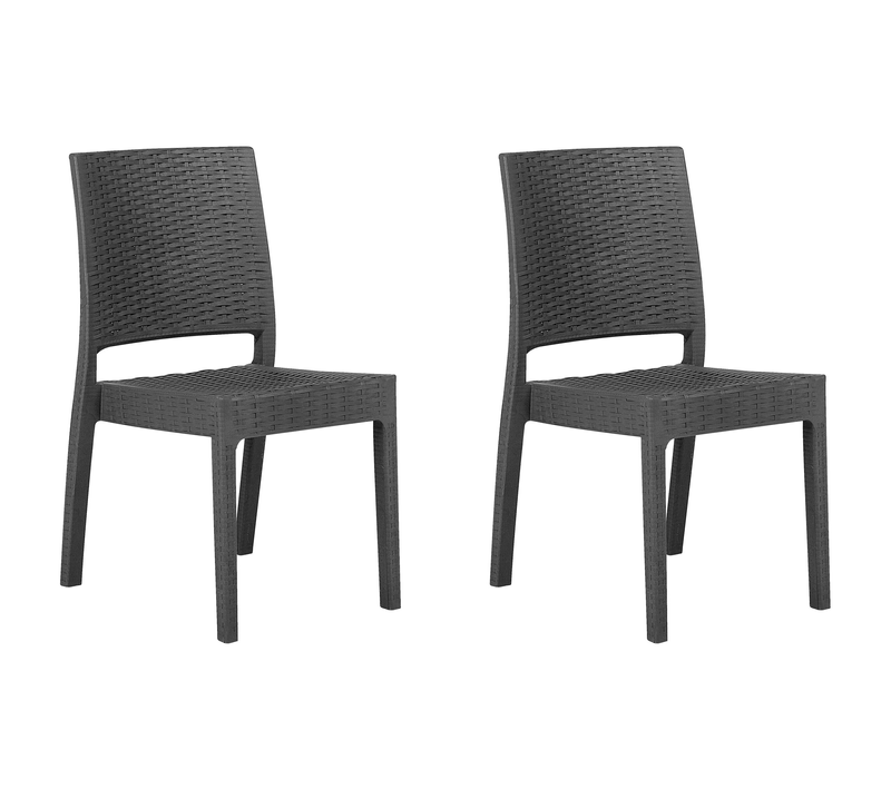 Lot De 2 Chaises De Jardin - Chaises D'extérieur Fossano Matière Synthétique Gris Graphite
