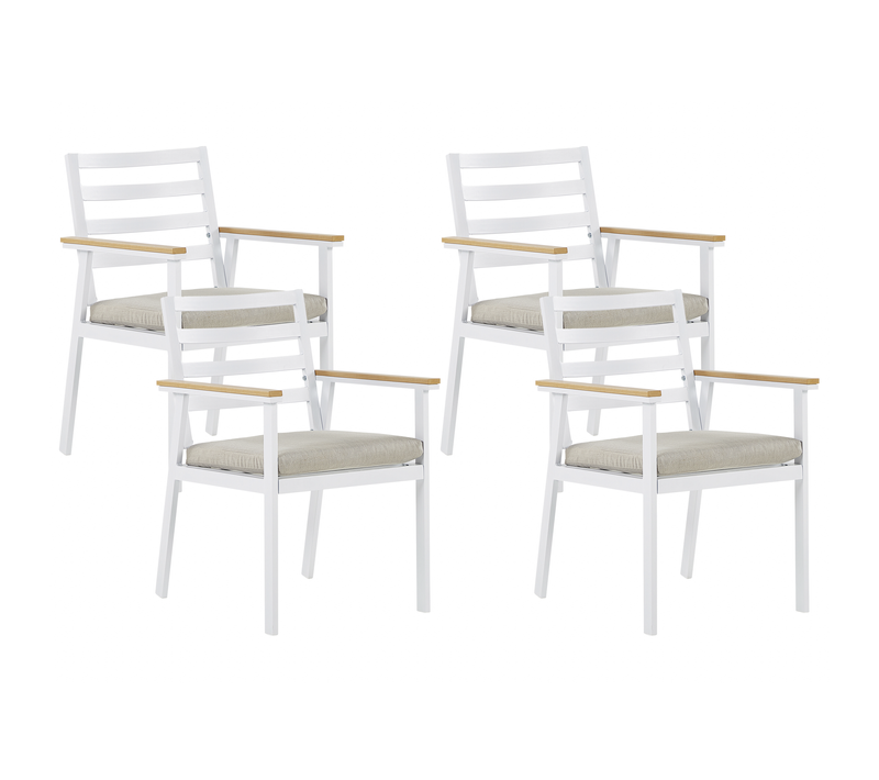 Lot De 4 Chaises De Jardin - Chaises D'extérieur Avec Coussins Cavoli Métal Beige