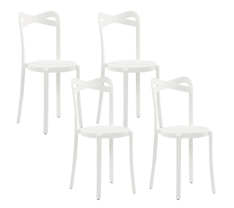 Lot De 4 Chaises De Jardin - Chaises D'extérieur Camogli Blanc