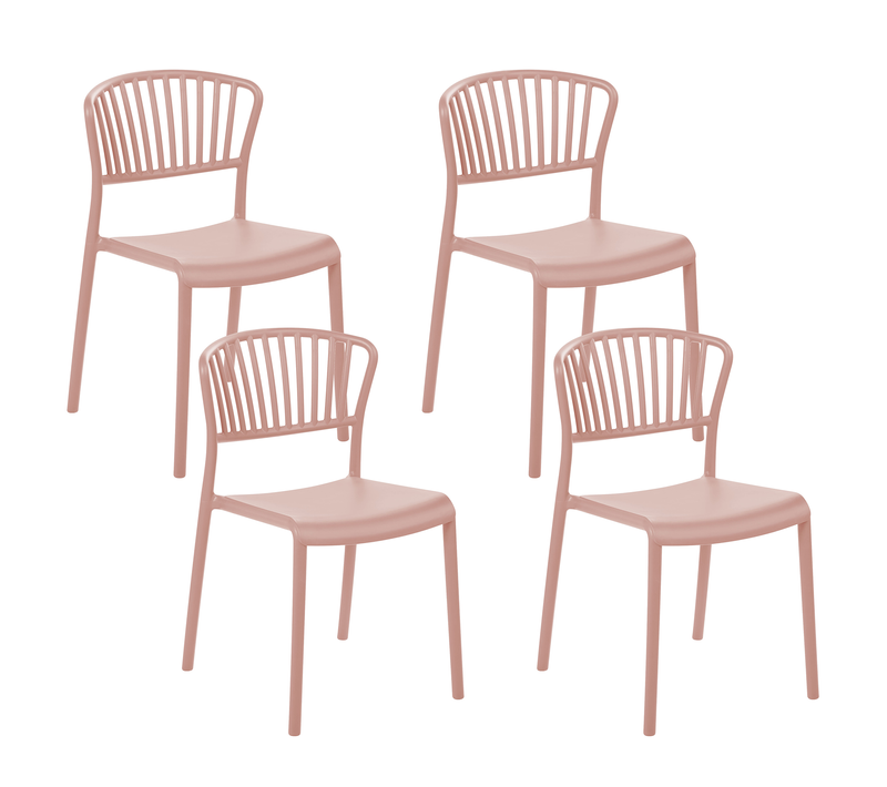 Lot De 4 Chaises De Jardin - Chaises D'extérieur Gela Rose Pastel