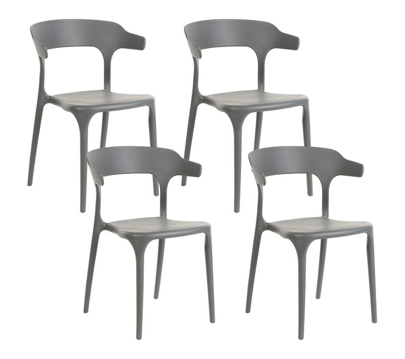 Lot De 4 Chaises De Jardin - Chaises D'extérieur Gubbio Gris