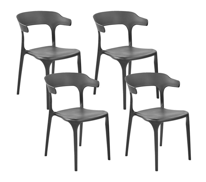 Lot De 4 Chaises De Jardin - Chaises D'extérieur Gubbio Noir