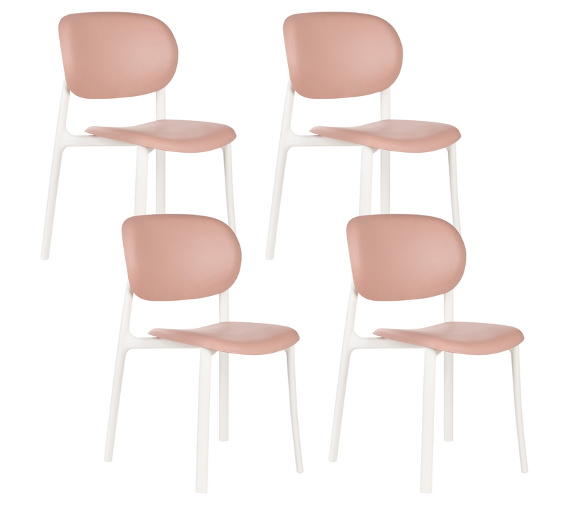 Lot De 4 Chaises De Jardin - Chaises D'extérieur Musano Rose Pastel