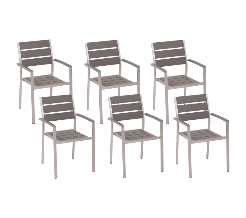 Lot De 6 Chaises De Jardin - Chaises D'extérieur Vernio Gris