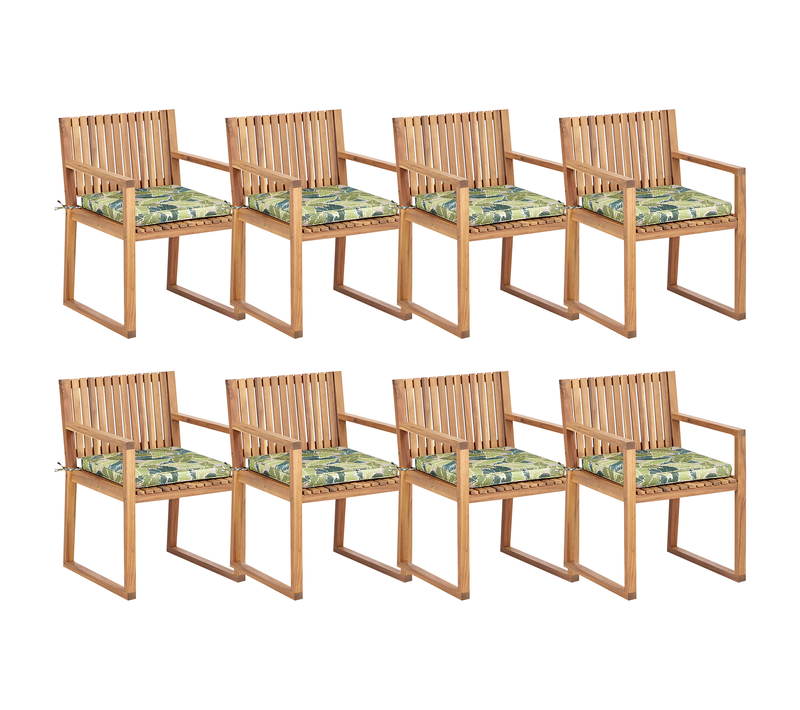 Lot De 8 Chaises De Jardin - Chaises D'extérieur Avec Coussins Bois D'acacia Certifié Vert