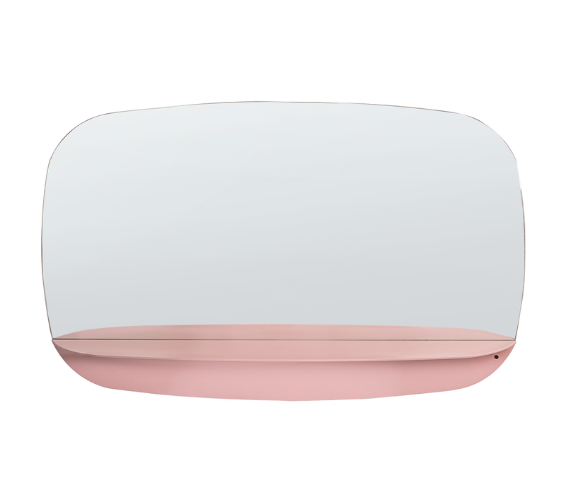 Miroir Mural Miroir Décoratif - Avec Étagère Dosnon 80 Cm 50 Cm Métal Rose