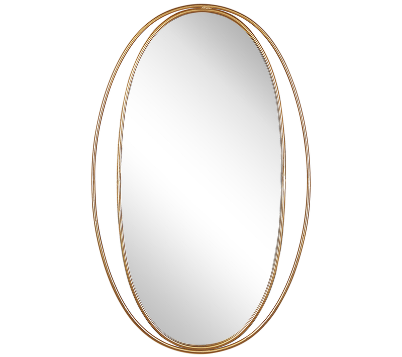 Miroir Mural Miroir Décoratif - Besson 55 Cm 90 Cm Métal Doré