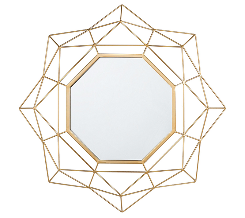 Miroir Mural Miroir Décoratif - Hillion 60 Cm 60 Cm Métal Doré