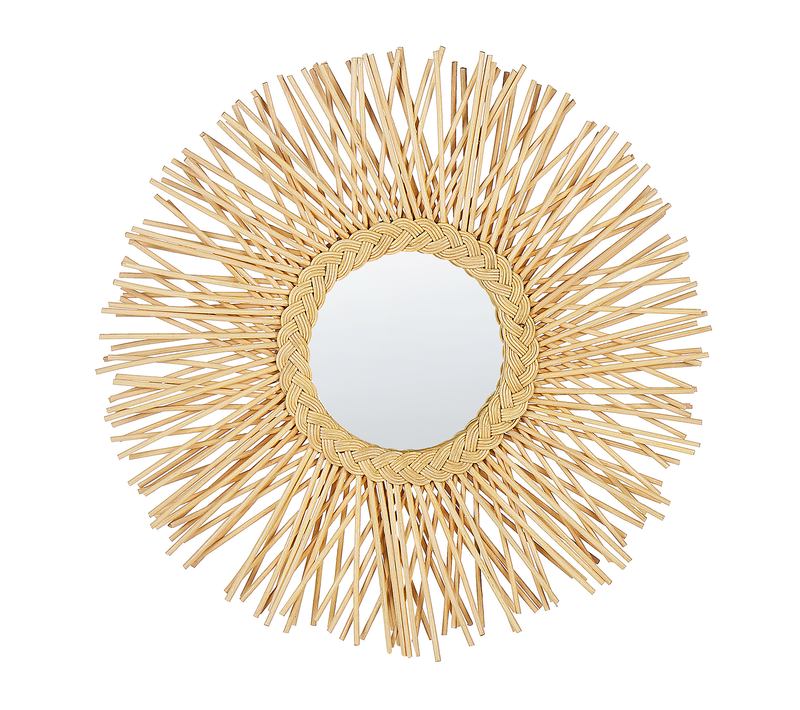 Miroir Mural Miroir Décoratif - Kalasin 60 Cm 60 Cm Rotin Naturel