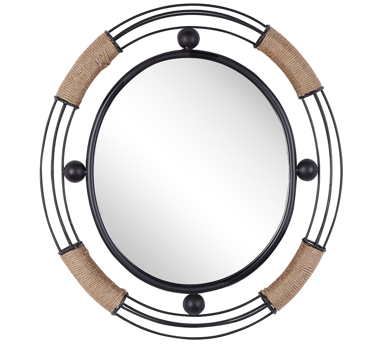 Miroir Mural Miroir Décoratif - Moulins 50 Cm 55 Cm Métal Noir