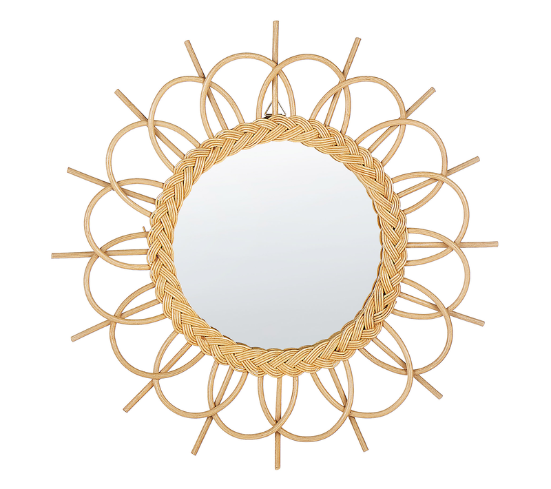 Miroir Mural Miroir Décoratif - Telakia 60 Cm 60 Cm Rotin Naturel