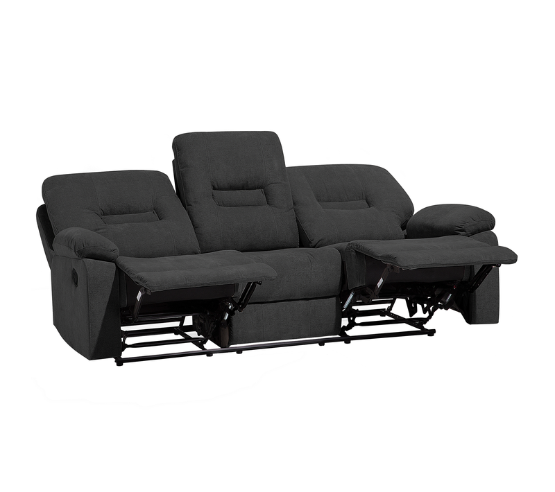 Canapé Relax Manuel 3 Places Canapé Relaxation Bergen Tissu Gris Foncé