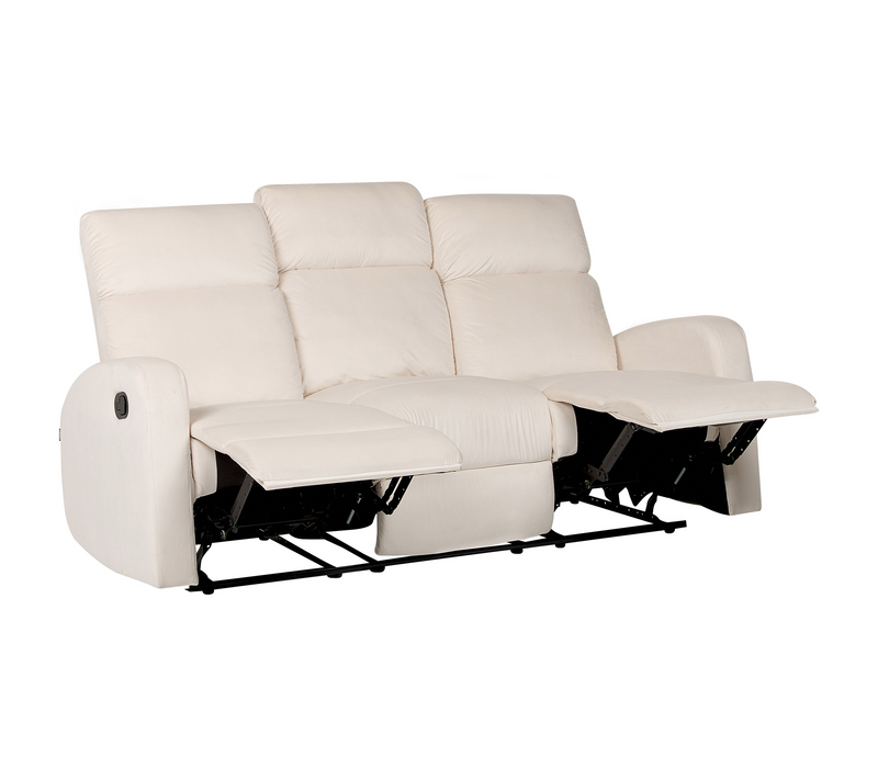 Canapé Relax Manuel 3 Places Canapé Relaxation Verdal Velours Blanc Cassé