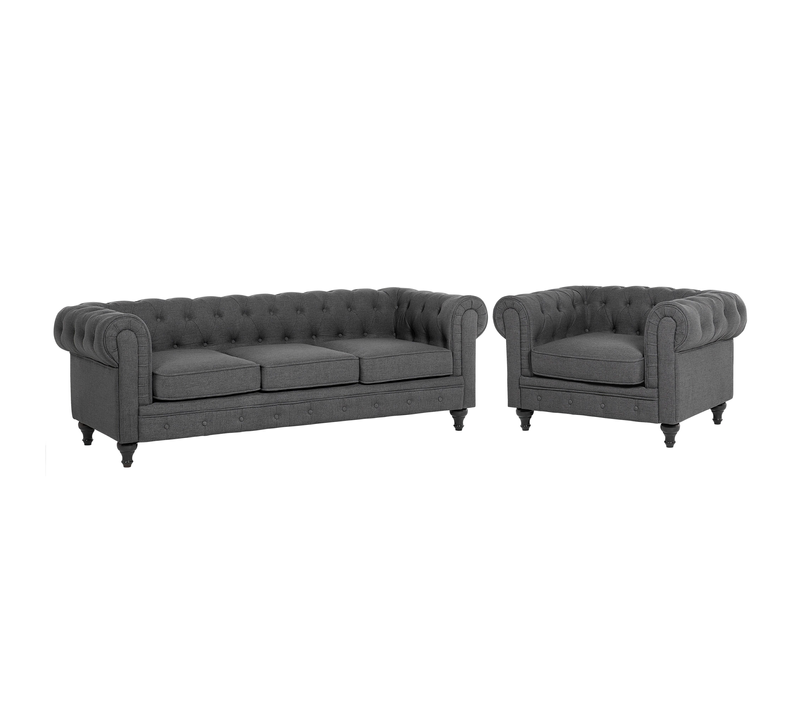 Ensemble De Canapés Droits 4 Places - Ensemble De Canapés Chesterfield Tissu Gris
