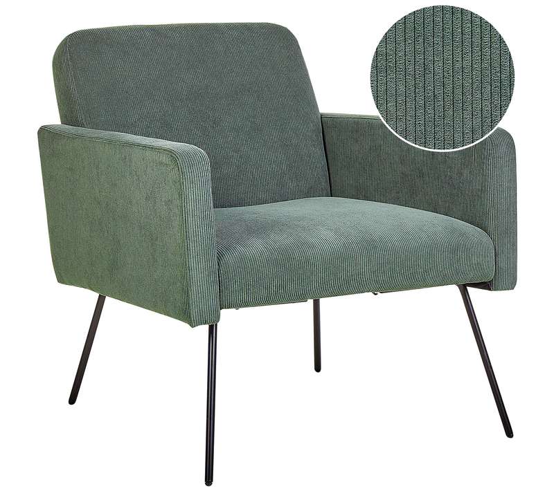 Fauteuil Fixe Fauteuil De Salon Narken Velours Côtelé Vert Foncé