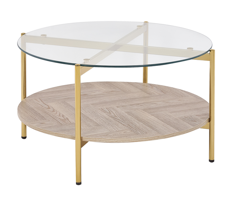 Table Basse - Table De Salon Lovell Verre De Sécurité Doré