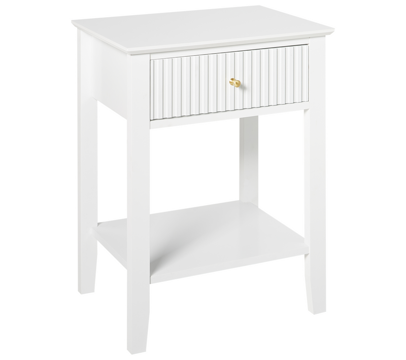 Table De Nuit - Table De Chevet à 1 Tiroir Assisi Blanc