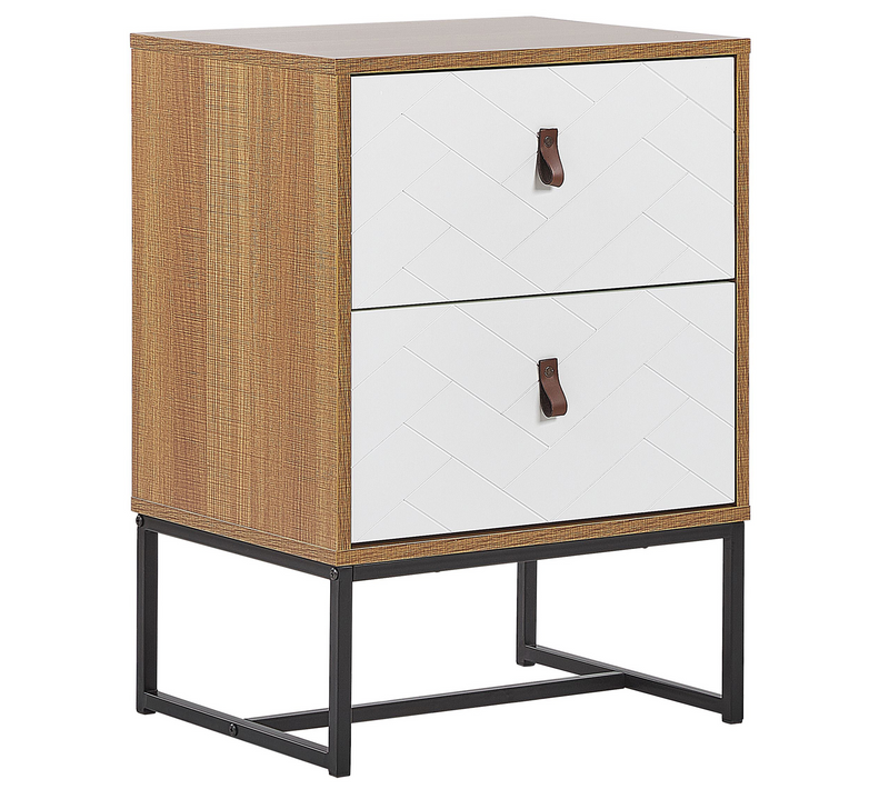 Table De Nuit - Table De Chevet à 2 Tiroirs Nueva Marron Clair/blanc