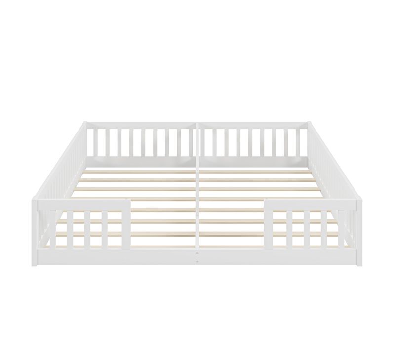 Lit D'enfant Rembourré 90 X 200 Cm, Avec Barrières, Cadre De Lit à Lattes, Pin, Minimaliste, Blanc