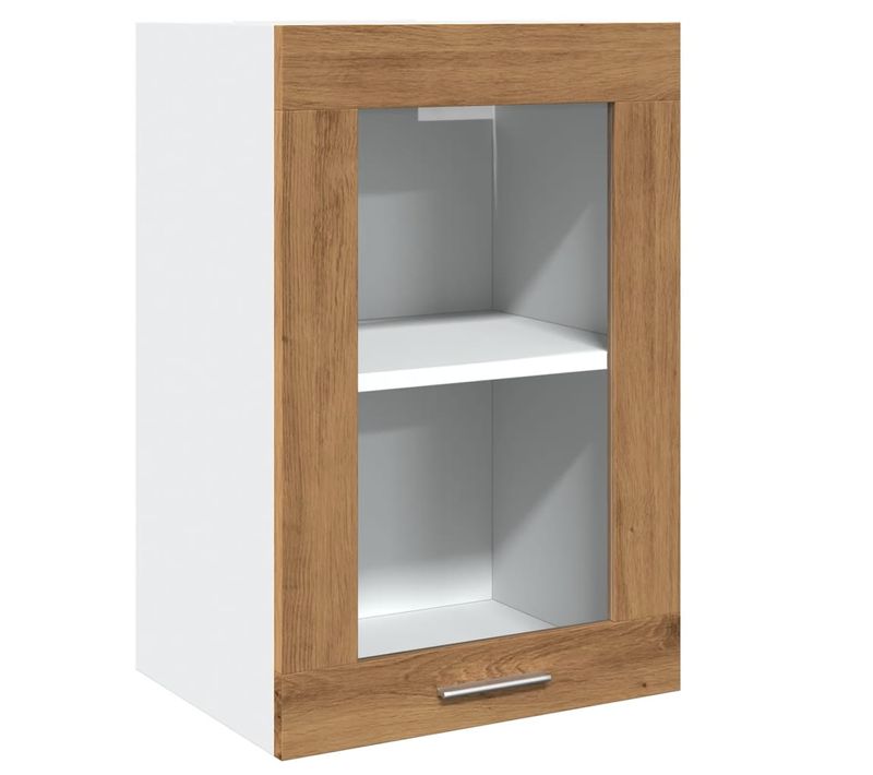 Meuble Haut De Cuisine - Armoire De Cuisine Vitrée Suspendue Chêne Artisanal 40x31x60 Cm C415