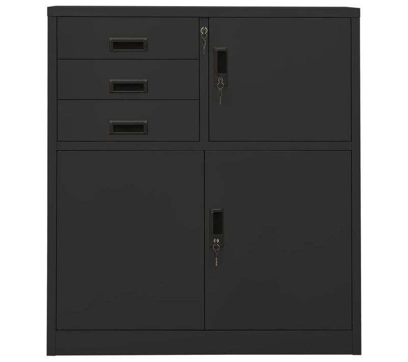 Armoire De Bureau - Rangement Bureau - Meuble Bureau Anthracite 90x40x102 Cm Acier