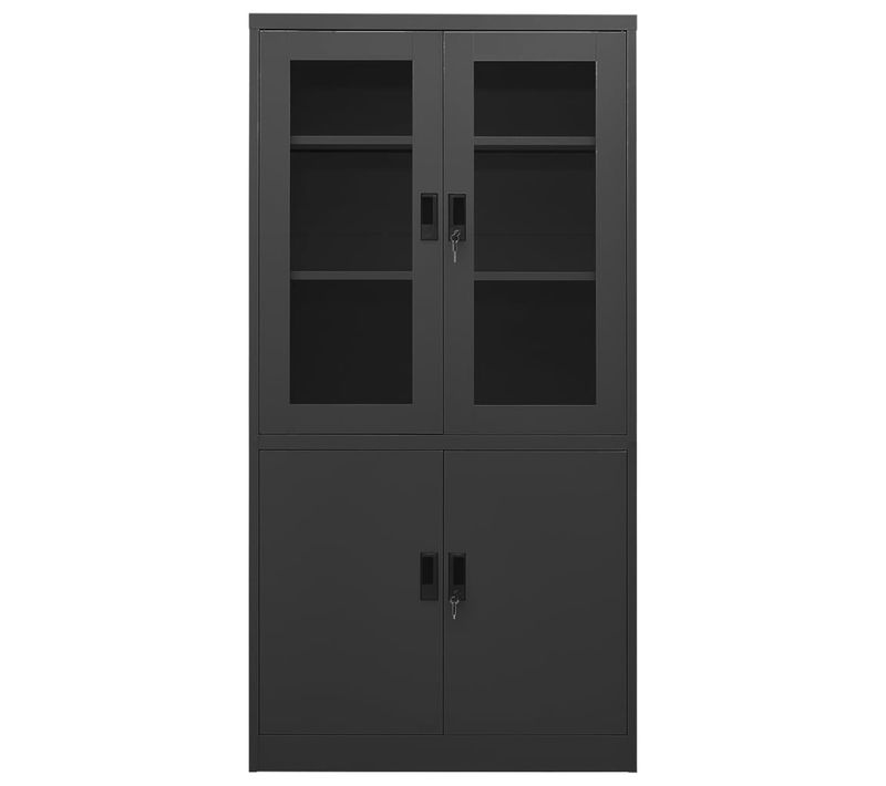 Armoire De Bureau - Rangement Bureau - Meuble Bureau Anthracite 90x40x180 Cm Acier