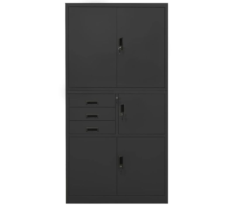 Armoire De Bureau - Rangement Bureau - Meuble Bureau Anthracite 90x40x180 Cm Acier