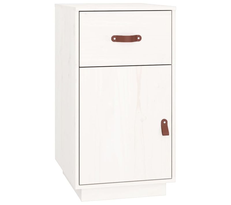 Armoire De Bureau - Rangement Bureau - Meuble Bureau Blanc 40x50x75 Cm Bois Massif De Pin