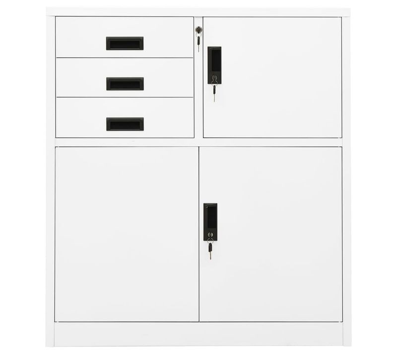 Armoire De Bureau - Rangement Bureau - Meuble Bureau Blanc 90x40x102 Cm Acier