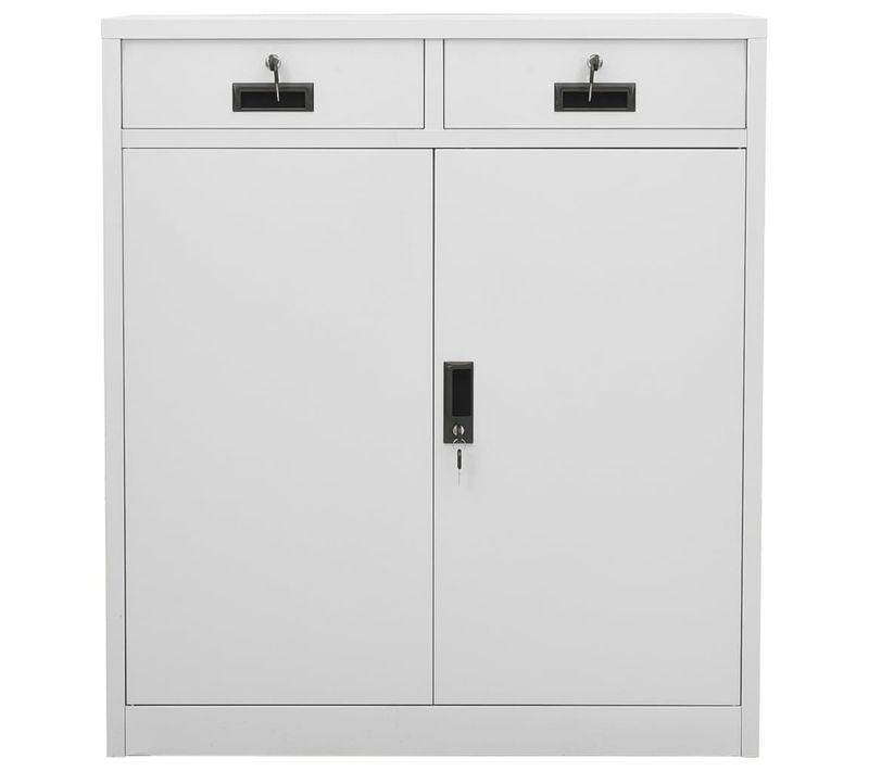 Armoire De Bureau - Rangement Bureau - Meuble Bureau Gris Clair 90x40x102 Cm Acier