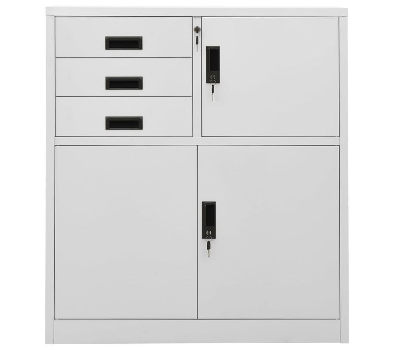 Armoire De Bureau - Rangement Bureau - Meuble Bureau Gris Clair 90x40x102 Cm Acier