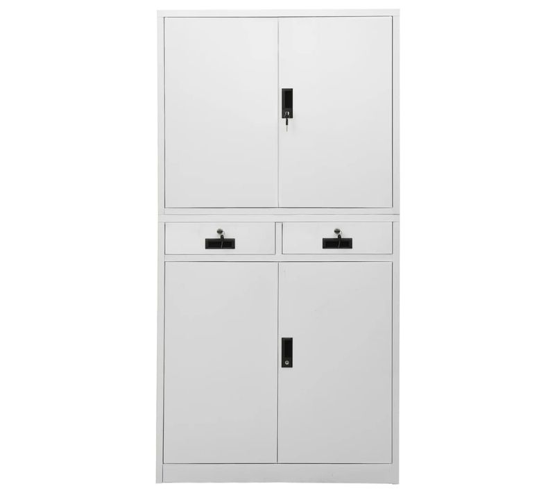 Armoire De Bureau - Rangement Bureau - Meuble Bureau Gris Clair 90x40x180 Cm Acier