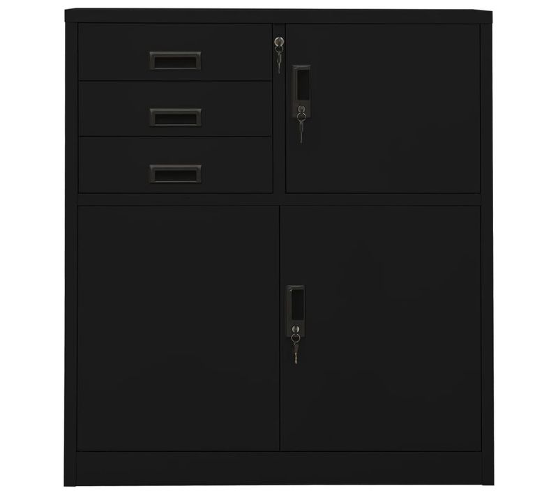 Armoire De Bureau - Rangement Bureau - Meuble Bureau Noir 90x40x102 Cm Acier
