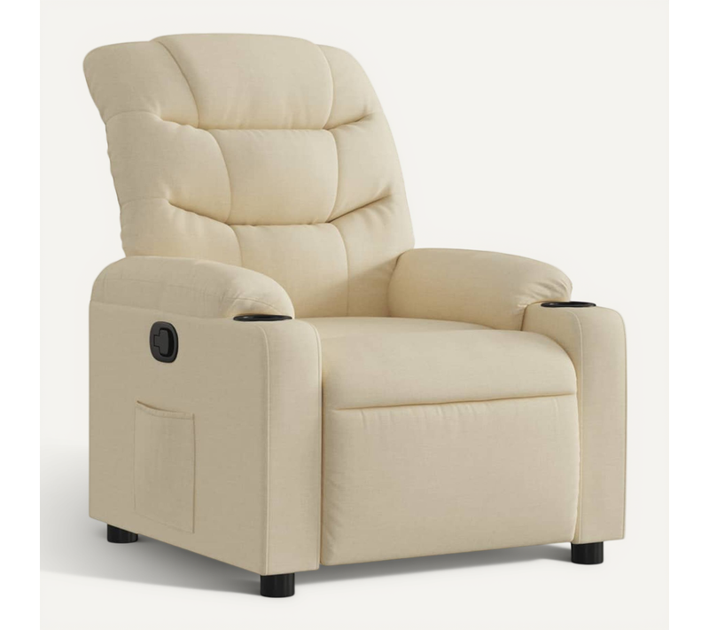 Fauteuil Relax - Fauteuil Inclinable - Fauteuil De Relaxation Crème Tissu We87