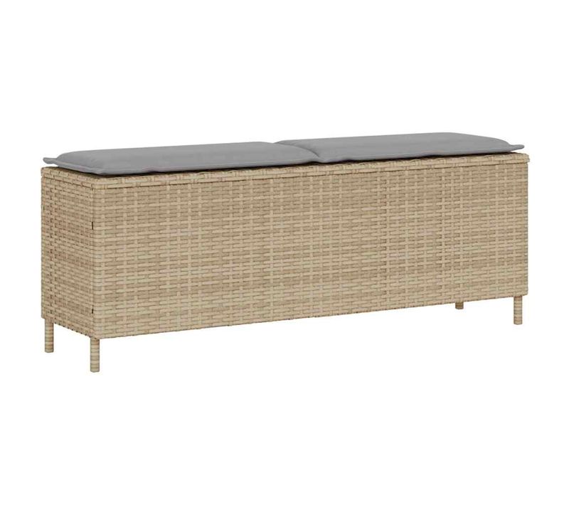 Banc De Jardin - Banquette Avec Coussin Beige 110x30x40,5 Cm Résine Tressée