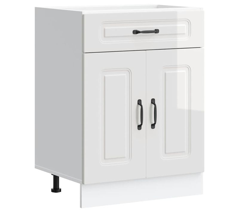 Meuble Bas De Cuisine Armoire De Cuisine - Blanc Brillant Bois Ingénierie Fr10427