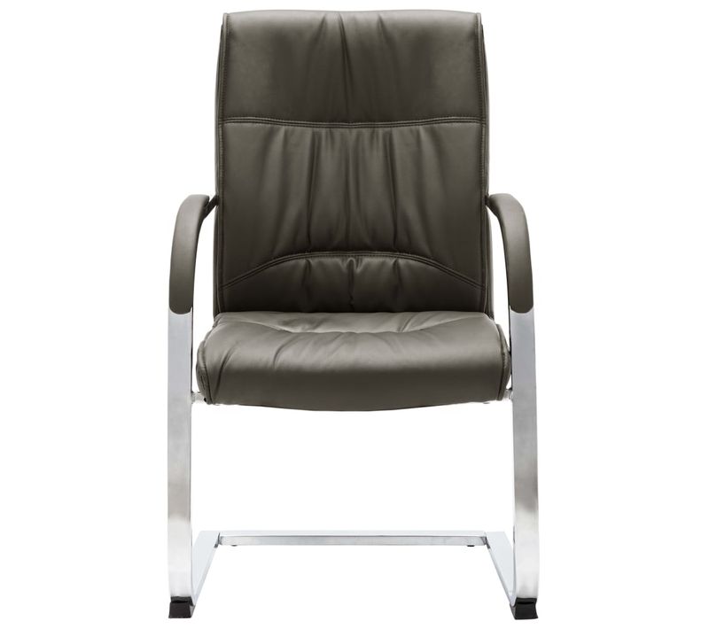 Fauteuil De Bureau - Fauteuil Visiteur Cantilever Gris Similicuir Fr36129
