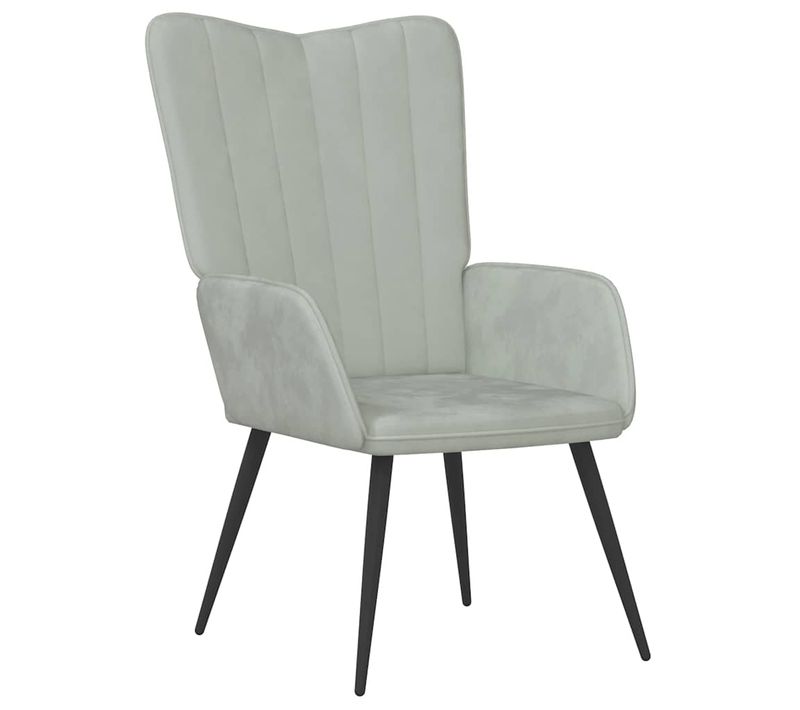 Fauteuil Fixe - Fauteuil De Salon Gris Clair Velours Fr36544
